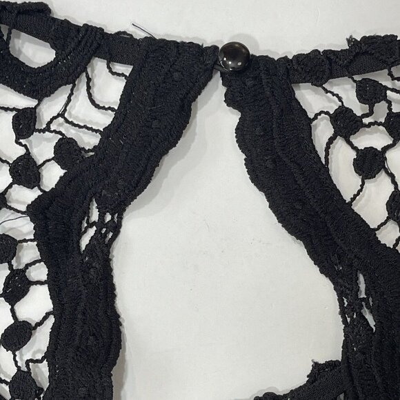 TEA & CUP‎ LOS ANGELES Women's Elegant Open Back Romper Medium Black Venice Lace - Picture 10 of 16